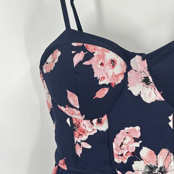 Band of Gypsies Blue Floral Mini Dress Sz XS NWT - Picture 3 of 8